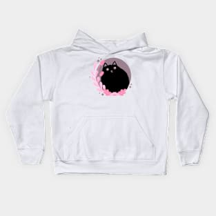 Black Cat with Mushrooms Kids Hoodie